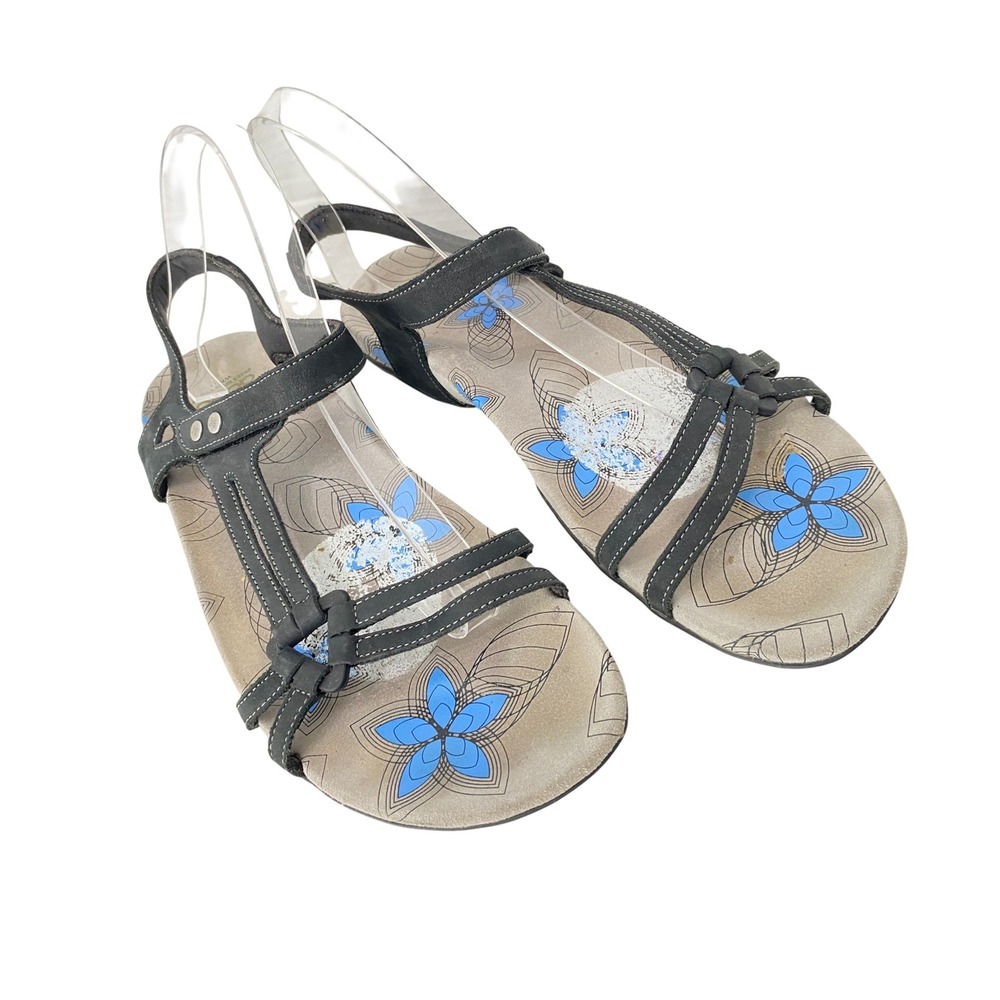 ABEO B.I.O.system WN 11 Strappy Sandals Women 11 Black Blue Floral Vibram